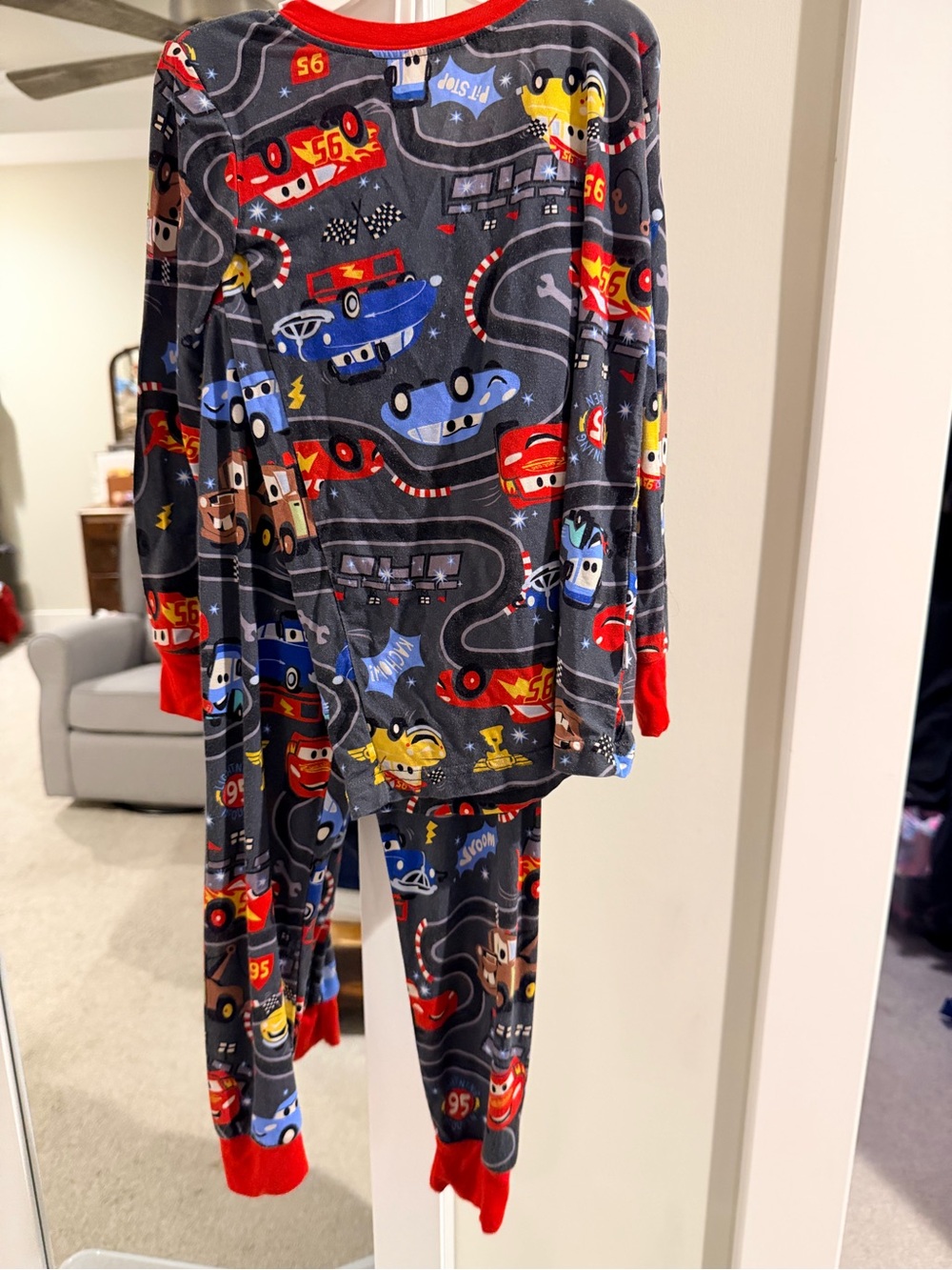 Little sleepies cars Pajama Set with Red Trim